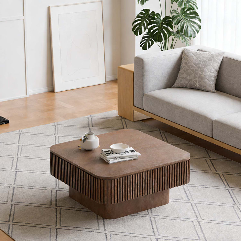 Table basse de conception moderne avec rangement caché spacieux, pour le salon et le bureau, Noyer
