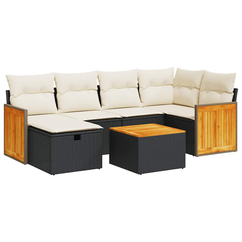 Ensemble de canapé de jardin Vidaxl noir et blanc crème