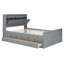 Lit double en bois avec tête de lit, prises intégrées, lit gigogne et 2 tiroirs de rangement, gris-69551187-69551185