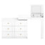 Bureau de meuble-lavabo avec miroir, plateau de table rabattable et 7 tiroirs, ensemble de meuble-lavabo de coin, blanc-721554582