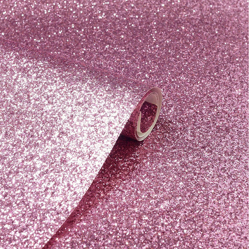 Fason 6m x 53cm Textured Glitter Wallpaper Roll, Pink