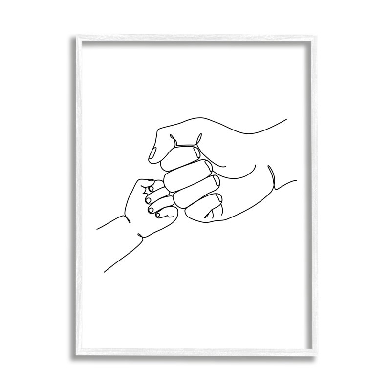 «Fist Bump Family Hands», impression sur toile, Cadre blanc, H 14 po x l 11 po