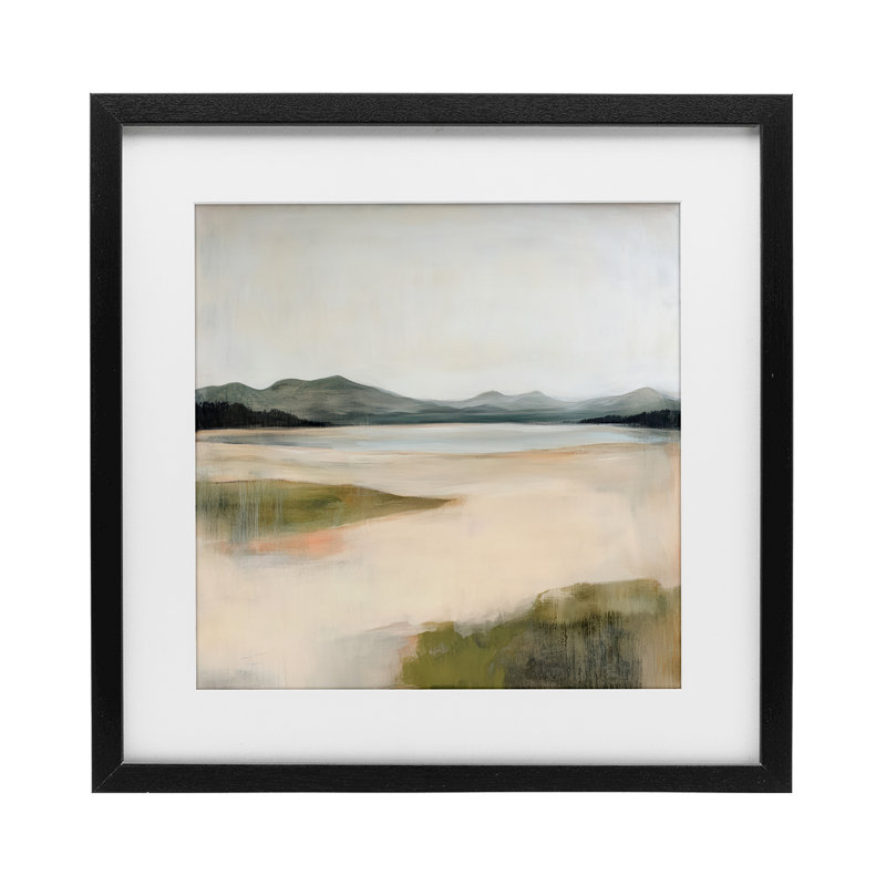 «High Mountain Lake», reproduction sous verre encadrée, design par Raymond Powers, Cadre noir minuit, H 16 po x l 16 po