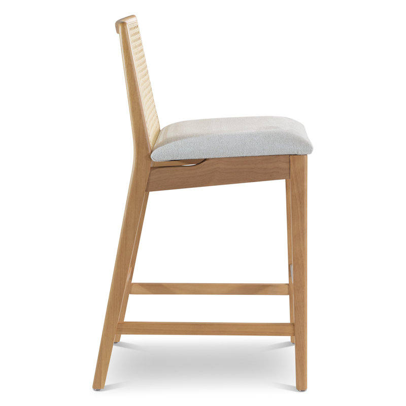 Modern Brazilian Nardia Cane Bar Stool, Light Gray/Domasco/Natural, Bar Stool (29.5" Seat Height)
