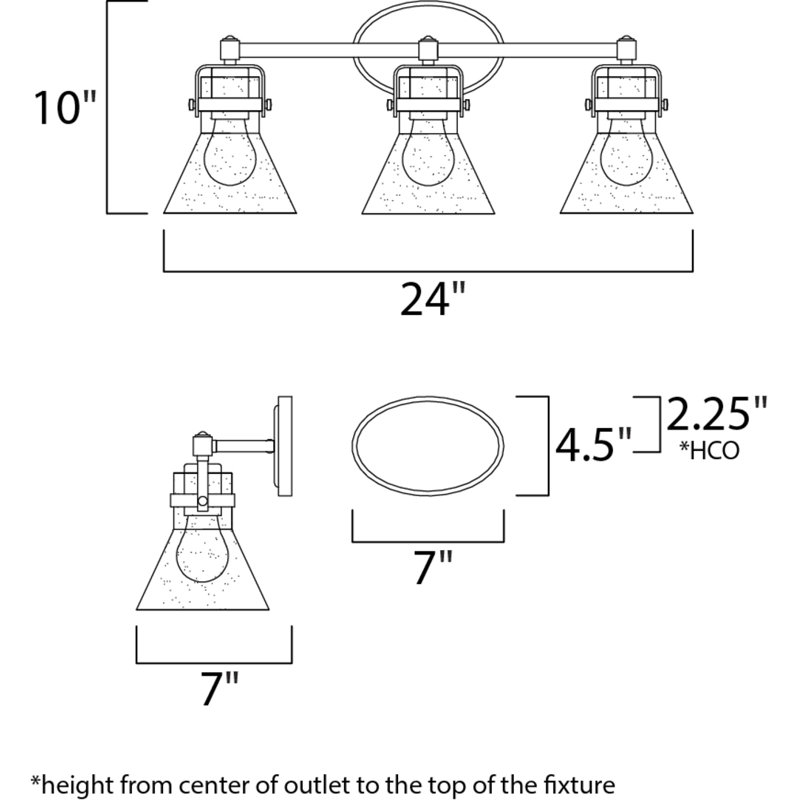 Éclairage pour meuble-lavabo à intensité variable 3 lumières Critchfield, Bronze huilé