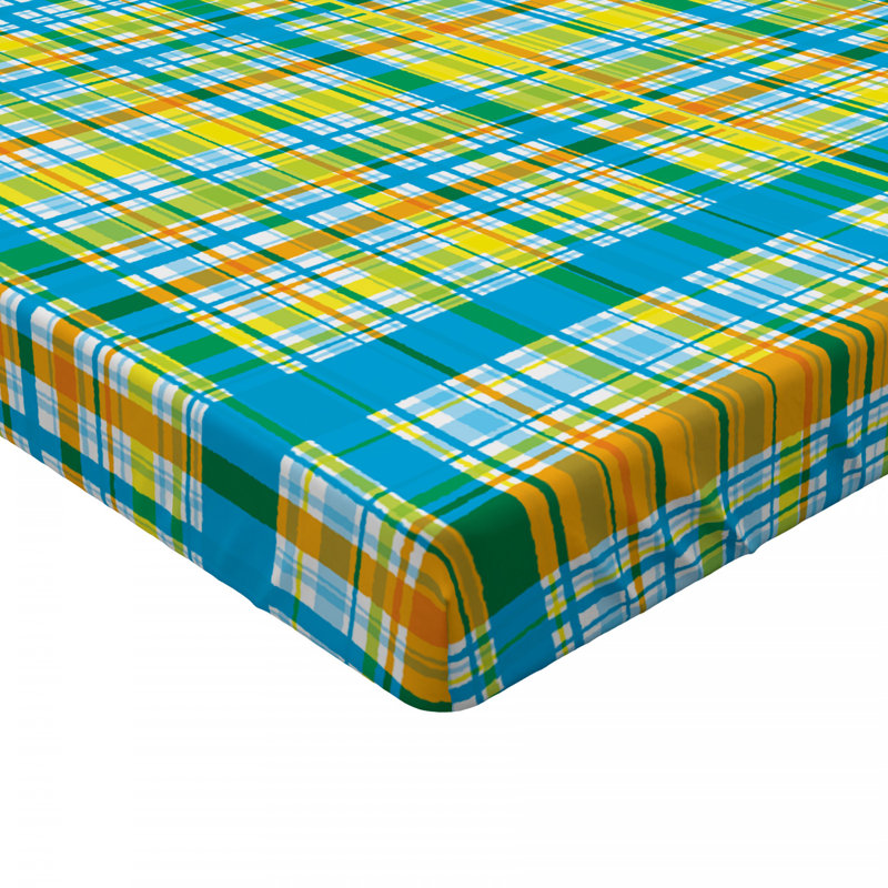 Microfiber Plaid Fitted Sheet, Full Fitted Sheet, Yellow/Blue Plaid