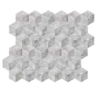 Carreau de marbre hexagonal naturel poli pour mur et plancher, 1 boîte de 12 pièces