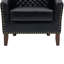 Fauteuil demi-tonneau capitonné en similicuir noir Edvardas-1431932706