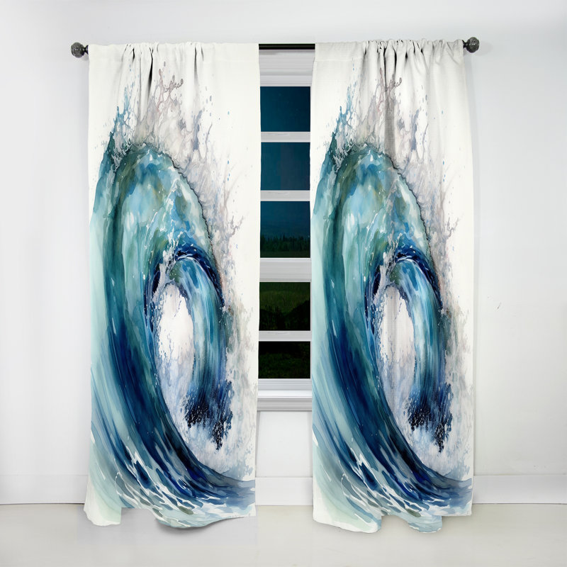 Ocean Wave Motion VI - Rideau moderne - Velours obscurcissant - 1 panneau, L 52 po x L 90 po