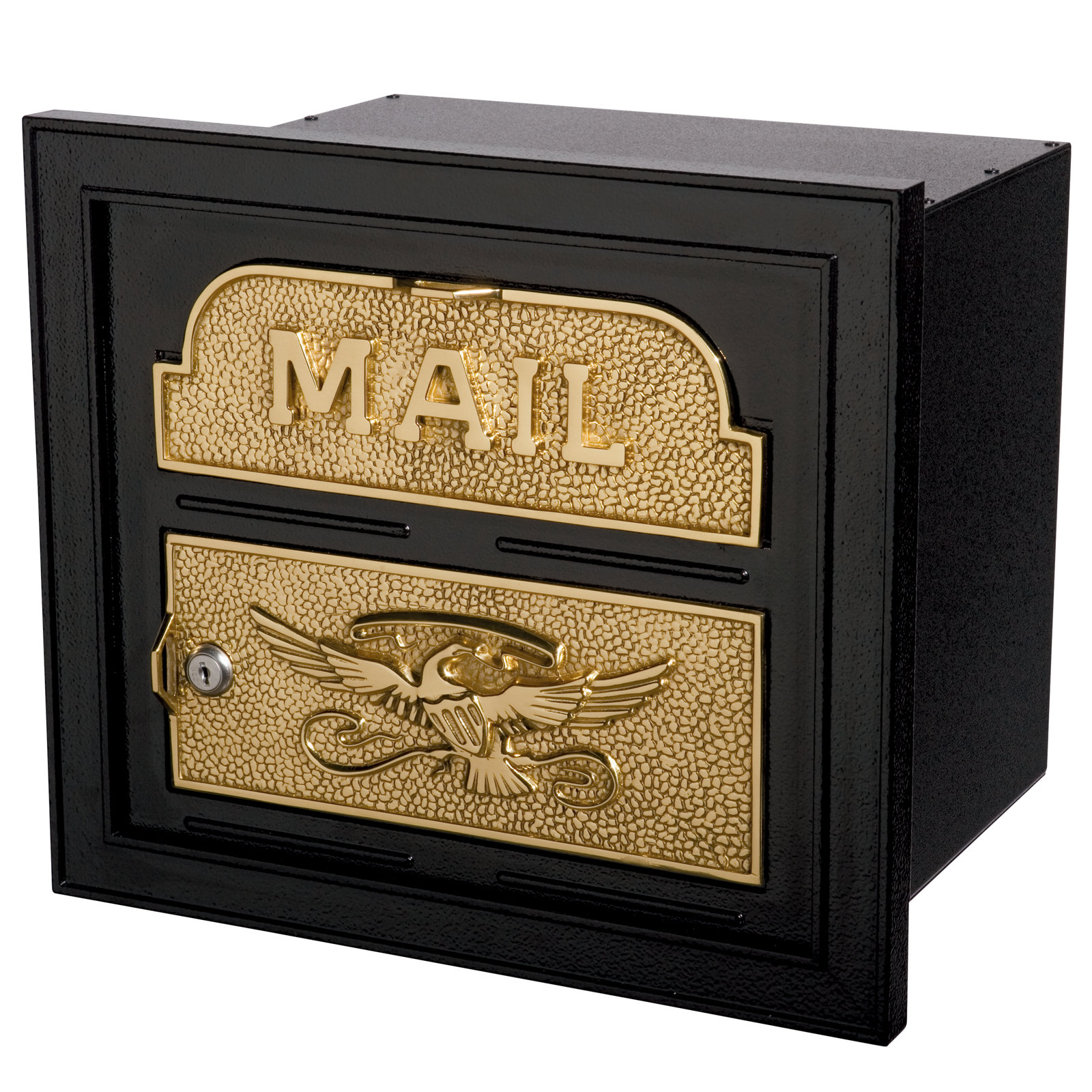 Classic Faceplate Mailbox - with Polished Brass Accents, Black