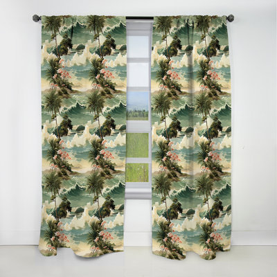 Coastal Vision Tropical Motif I - Rideau floral - Rideau occultant floral - 1 panneau