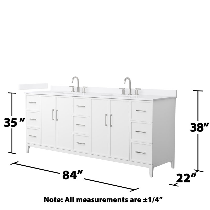 Elan 84'' W Vanity, White, 8" Center, Brushed Nickel