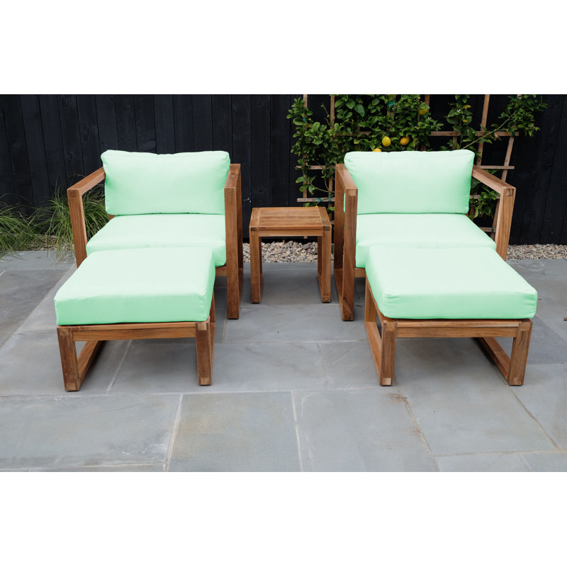 Venice Teak 5 Piece Chat Group With End Table, Spa