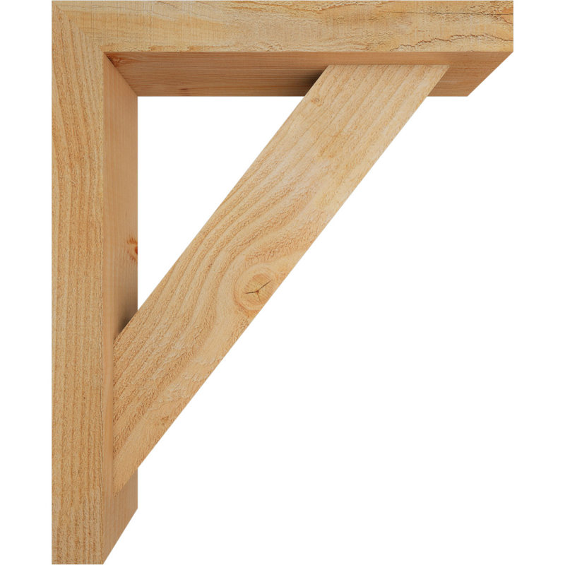 Traditional Block Bracket w/ Offset Brace, 22 x 18, 4"W Douglas Fir (Rough Sawn)