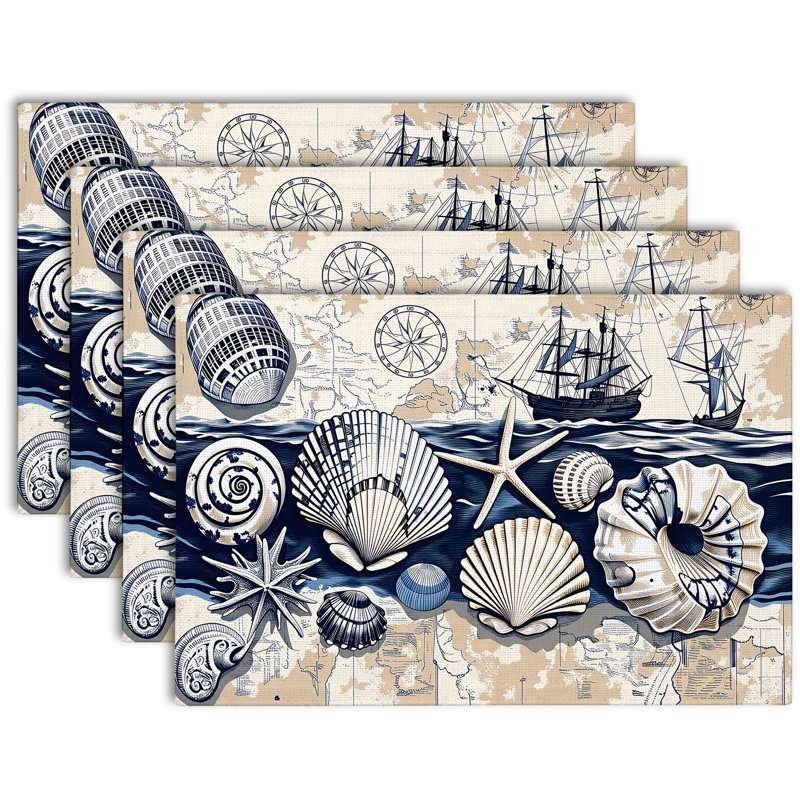 4-Piece Polyester Rectangle Dining Table Placemat