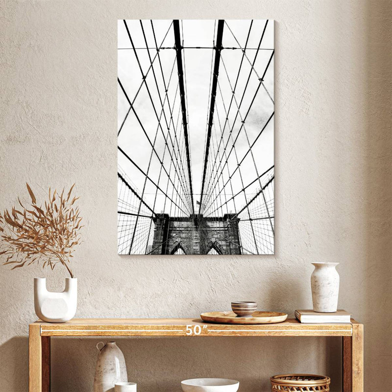 Aime Brooklyn Bridge Black And White, 39" H x 26" W