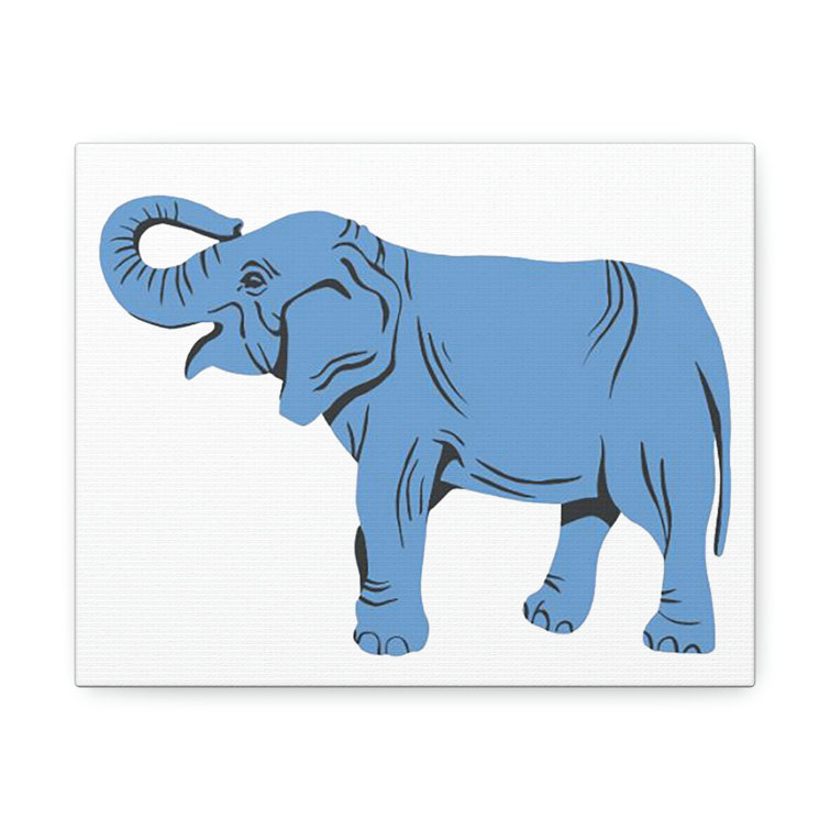 Bungalow Rose Blue Elephant On Canvas Illustration | Wayfair