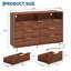 Commode 7 tiroirs pour chambre à coucher, commodes de 53,9 po de largeur - Tiroirs en bois cannelé avec poignée dorée, commode moderne pour le salon, noyer-445156185