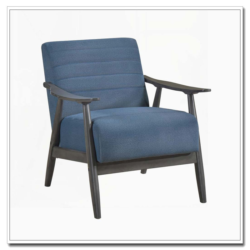 Fauteuil d'appoint décontracté transitionnel avec structure gris brique, Bleu