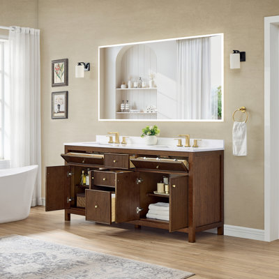 Pendry 72" Freestanding Double Bathroom Vanity with Cultured Marble Top