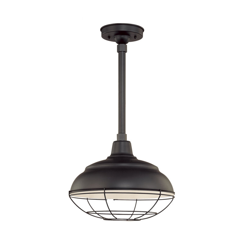 Abat-jour de luminaire suspendu en métal Gutierez (à visser), Noir satiné, H 9,25 po x l 17 po