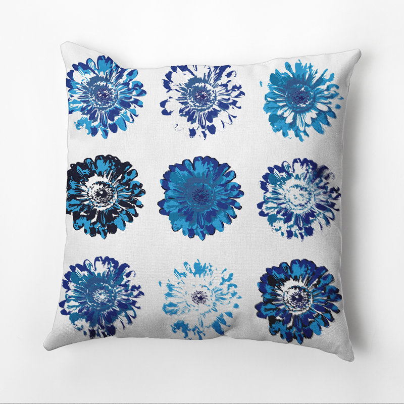 Happy Hippy Floral Reversible Throw Pillow, 18" H x 18" W, Blue