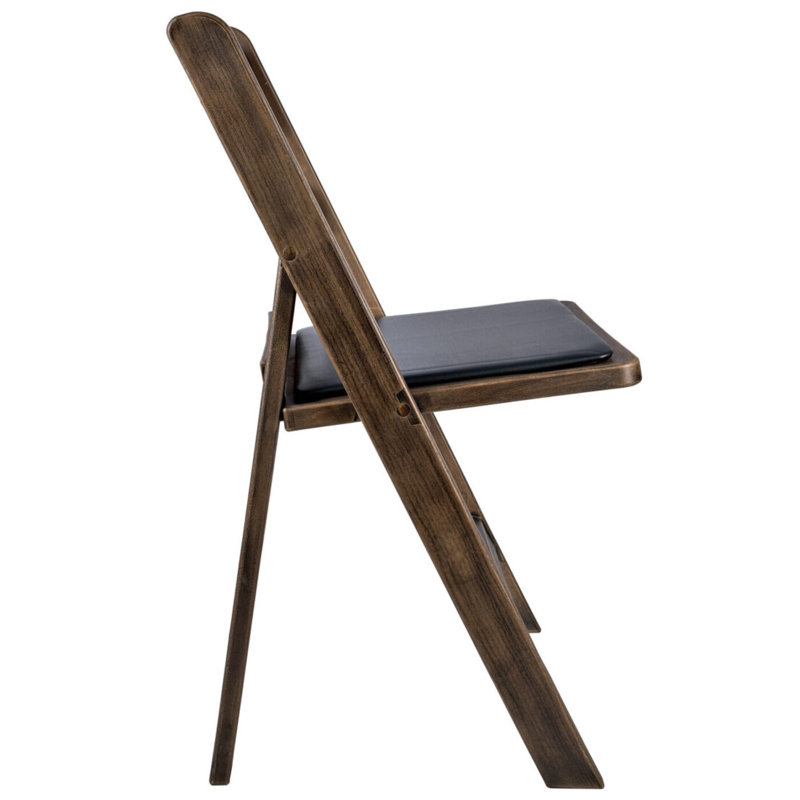 Resin Brushed Wood Look Folding Chair With Cushion By Chivari, Black/Fruitwood