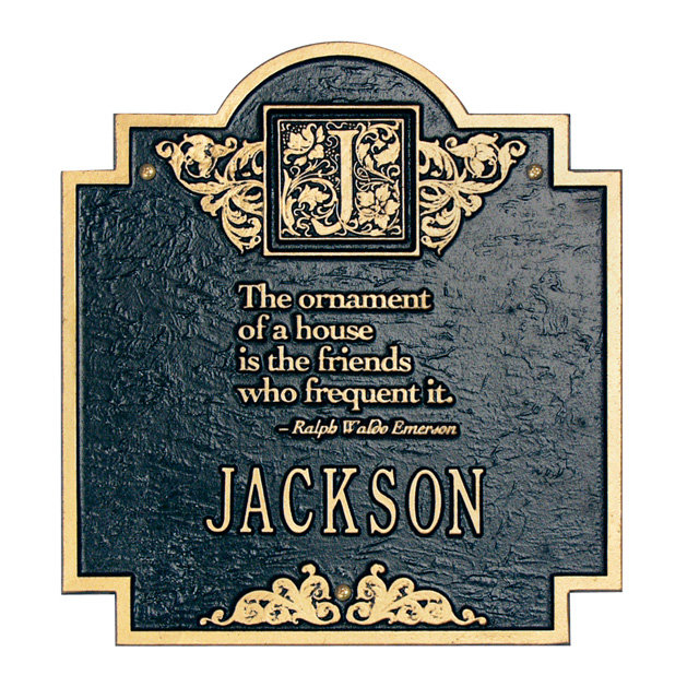 Plaque d'adresse murale sur 2 lignes Emerson, Noir et or, Oui