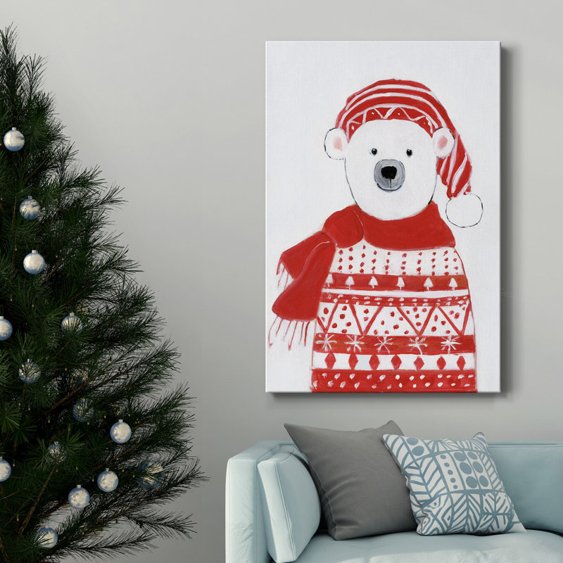 " Holiday Polar Bear I ", 27" H x 18" W x 1" D