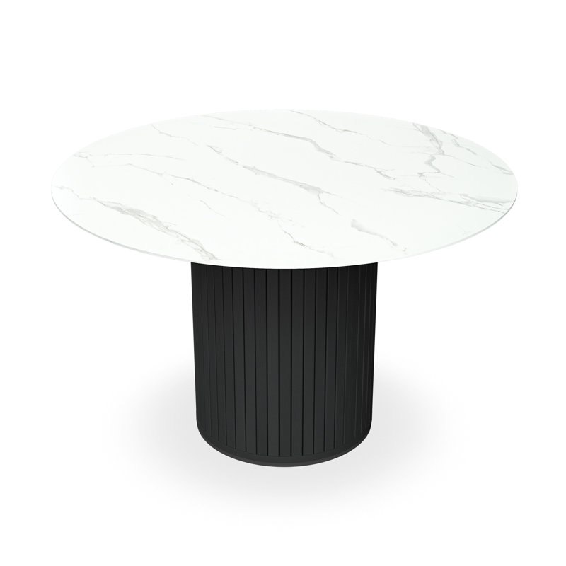 Arlo Marble Table Top W Oak Legs Myla Linen Dining Chair Grey, Set of 6, Grey, White/Black