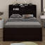 Lit plateforme double en bois avec lit gigogne et tête de lit à DEL, lit en bois avec tiroirs, prises USB-673748104