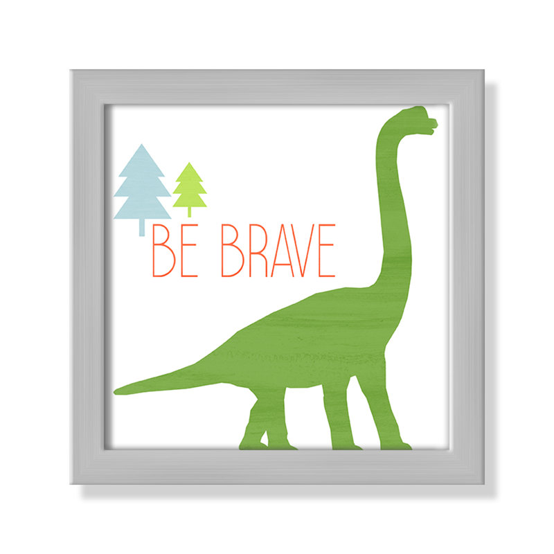Dino Brave 1 ', art encadré, 8" H x 8" W x 1.18" D, Encadré de boîte argent