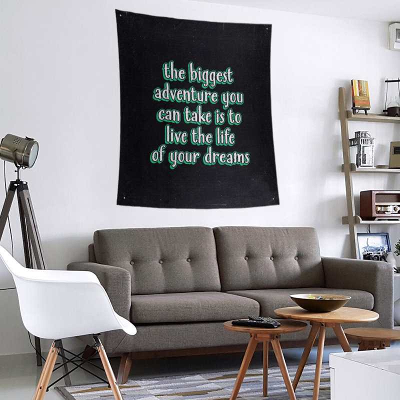 Tapisserie tableau noir en polyester le plus grand de la citation adventure, H 27,5 po x l 37,5 po, Vert