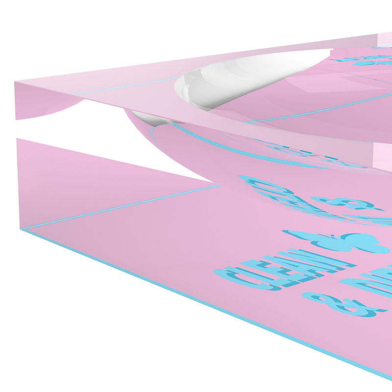 Decorative Tray, 8"W x 8"D x 2"H, Pale Pink Blue