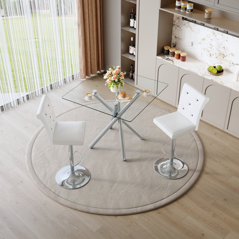 Ensembles de barre de patio réglables modernes, conception en métal chromé, compact pour bar à domicile