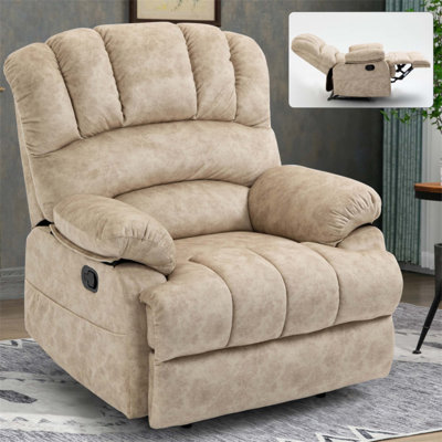 Grand fauteuil inclinable manuel en tissu pour le salon, confortable et réglable pour un assemblage facile
