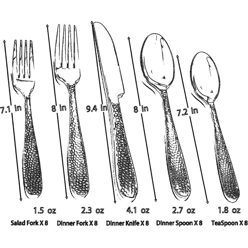 Ensemble de couverts 40 pièces pour 8 personnes, ensemble d'argenterie en acier inoxydable avec miroir poli, coutellerie robuste et lavable au lave-vaisselle pour la maison et le restaurant