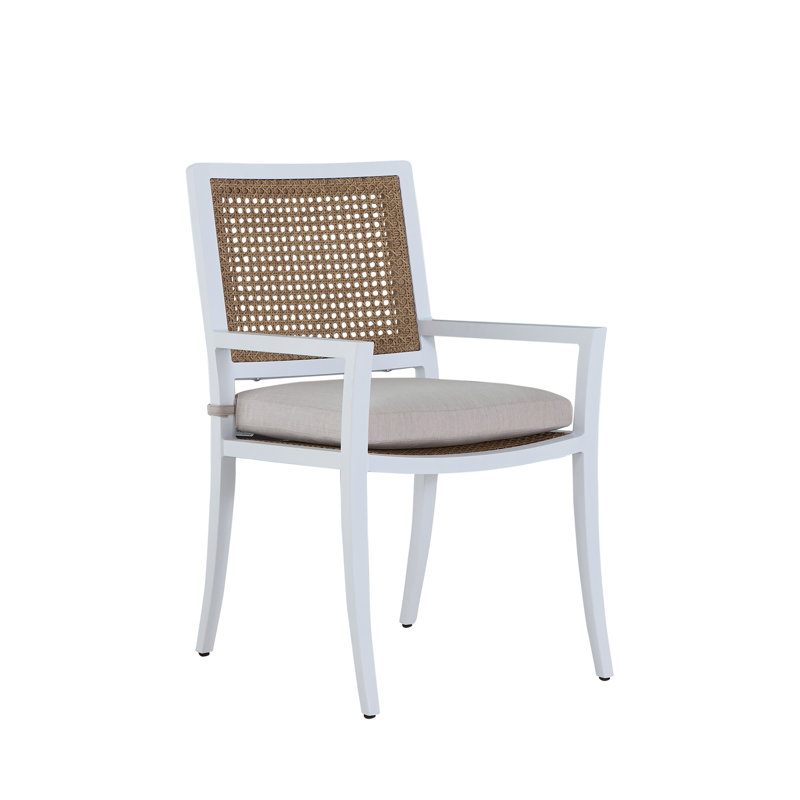 Fauteuil en aluminium et rotin des Bermudes, Welt + bourre standard, Forêt de lin, Craie / canne naturelle