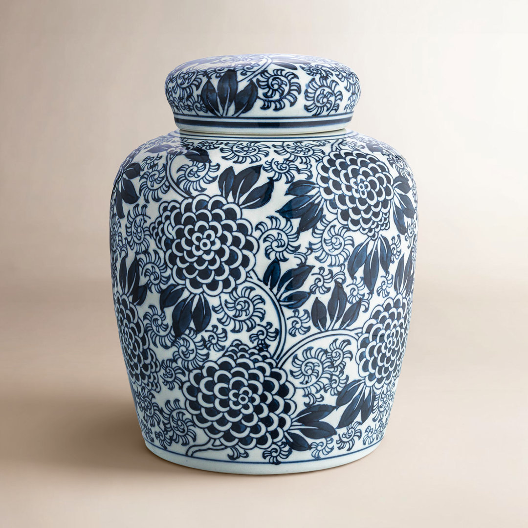 Chadwicks Decorative Chrysanthemum Ceramic Ginger Jar with Lid Birch Lane™
