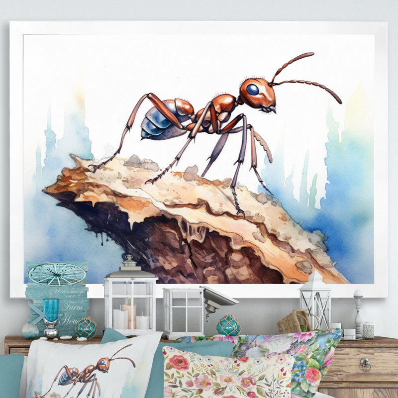 «Tiny Ant I» sur toile, Cadre simple blanc, H 16 po x l 32 po x P 1 po