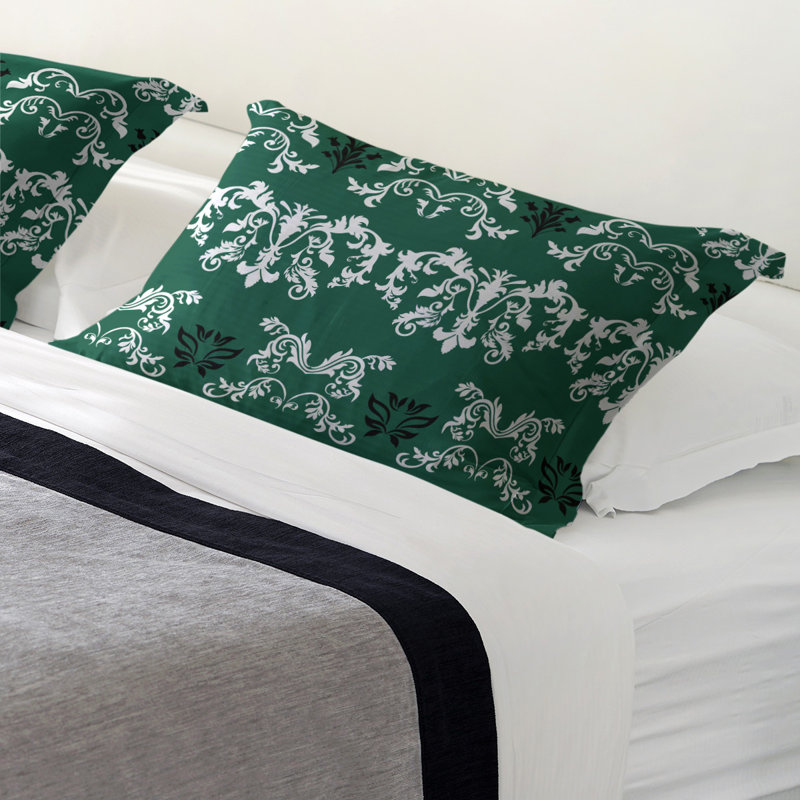 Football Baroque Pattern Pillow Sham, Standard, Polyester, Green/White/Black