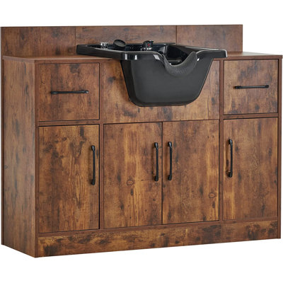 Cannin 45.3" L x 13" W Shampoo Sink with Storage Drawer and Cabinet, Backwash Sink with Faucet Sprayer