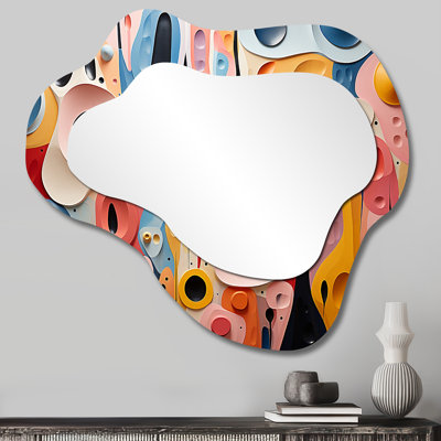 Valisha Colorful Abstract liquid art swirls II - Shapes Unique Shape Mirror, Modern Freeform Decorative Wall Mirror, Printed Metal Art