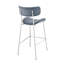 Tabouret de bar 30 po Mina en tissu de velours bleu acier et base en acier inoxydable brossé Mina-412728946-412728947