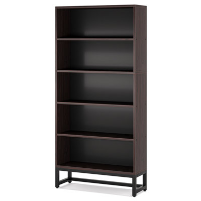 70.87" 5-Tier Sandalwood Heavy Duty Bookshelf Library Organizer For Living Room, Office, Bedroom