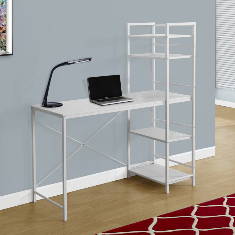 Bureau d'ordinateur à 4 tablettes Nembus, Blanc