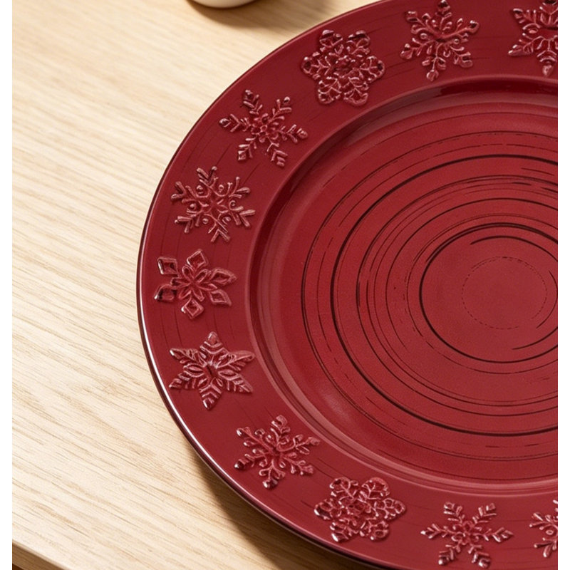 Service de table 12 pièces, service de vaisselle rouge pour 4 personnes 12 pièces