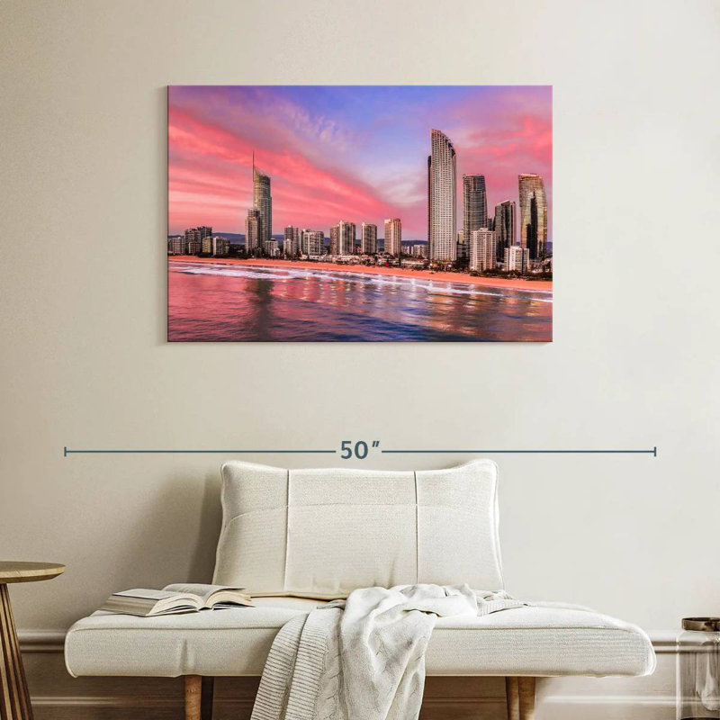 Pink Surfers Paradise Skyline, 26" H x 39" W