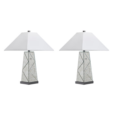28.5" Metal Table Lamp With White Shade