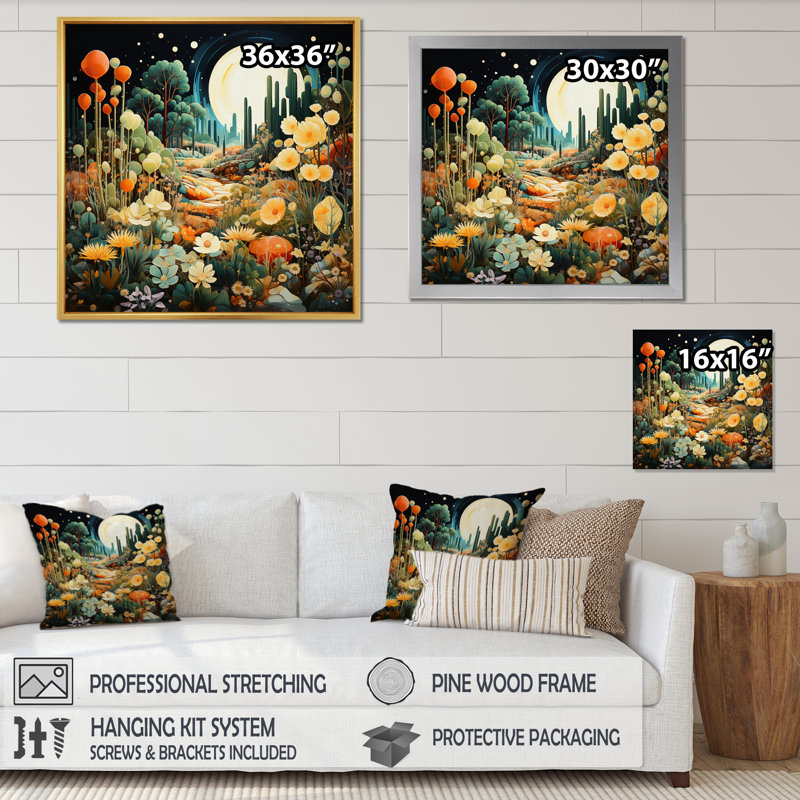 Cactus vert sarcelle - oasis, Toile tendue, H 24 po x l 24 po x P 1 po